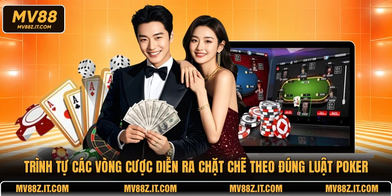 Trình tự các vòng cược diễn ra chặt chẽ theo đúng luật poker